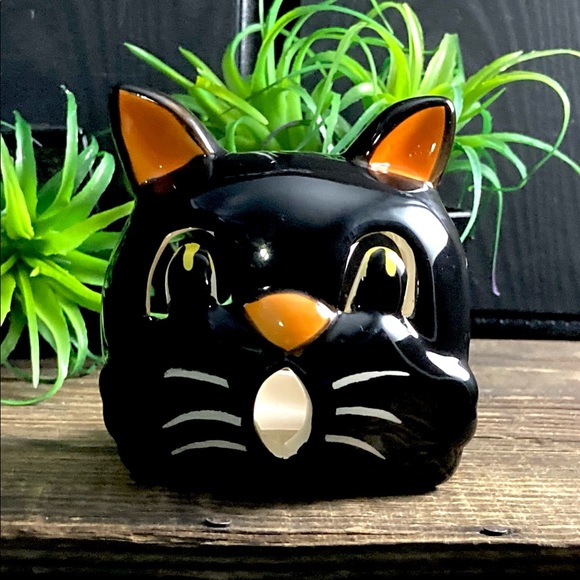 Vintage Halloween Black Cat Votive Holder Spooky Halloween Decor - Picture 4 of 10